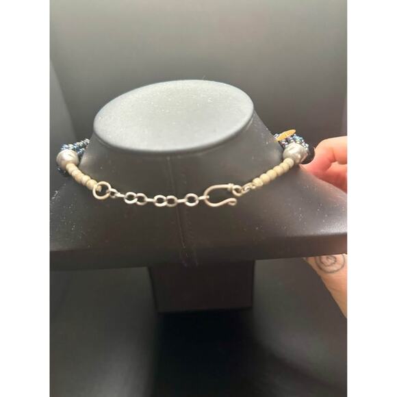 Vintage Handcrafted Brass Etched Bird Pendant with Beaded Collar Necklace - Picture 9 of 10